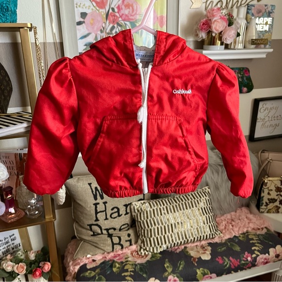 Vintage Oshkosh red zip jacket size 12M - Picture 3 of 9